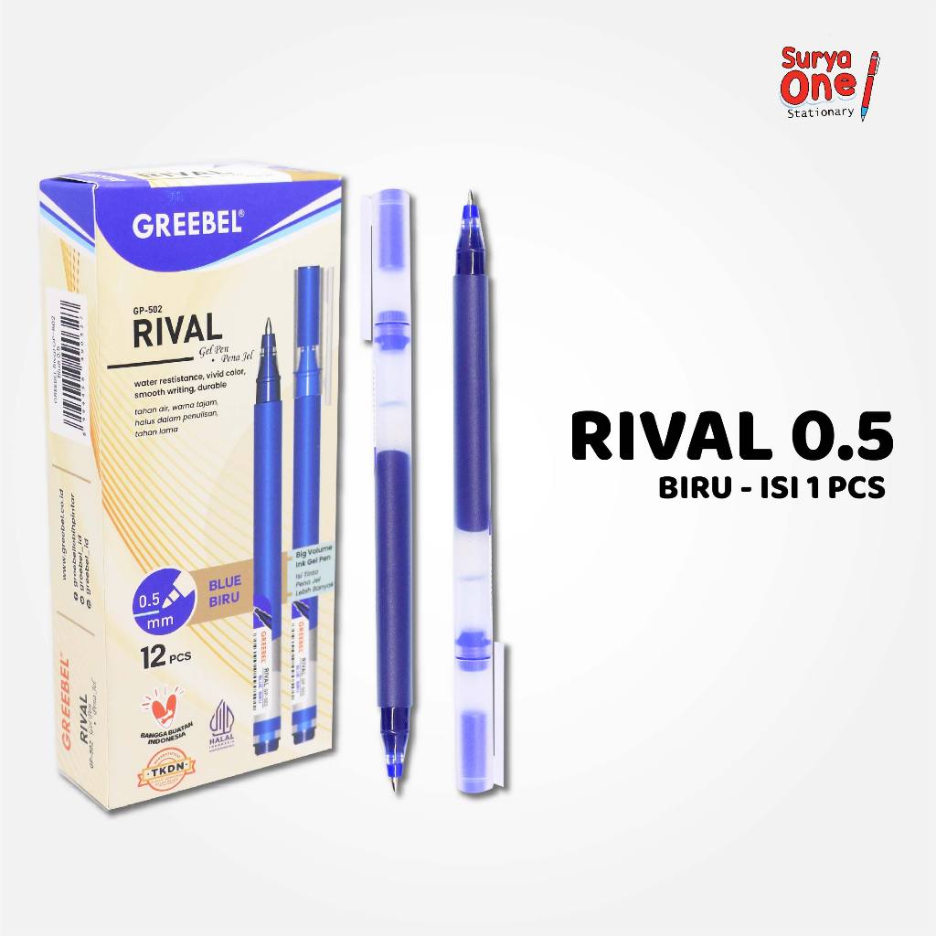 

Bolpoin Gel Greebel Rival Biru GP-502 (1PCS) / Pulpen / Pena Gel Suryaone