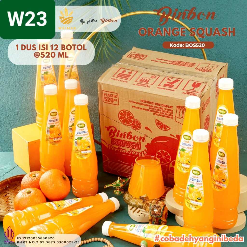

BINBON ORANGE SQUASH / SIRUP BINBON 1 DUS 12 BOTOL @520ML