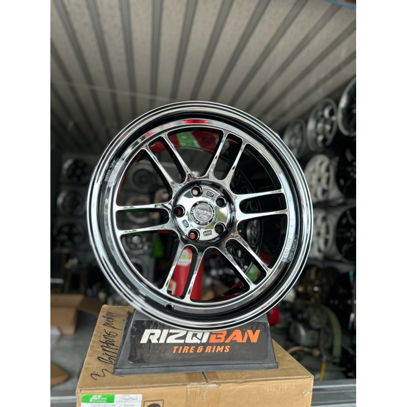 velg rpf / winch r18 black chrome pcd 5x114 lebar 9 kondisi baru