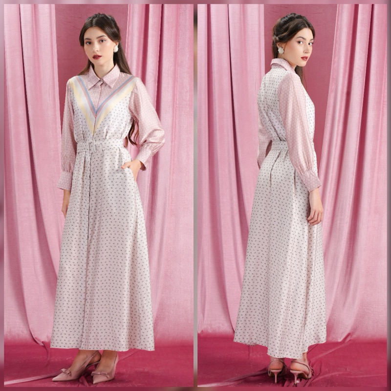 Aleza - Shiza dress beige || dress muslim wanita