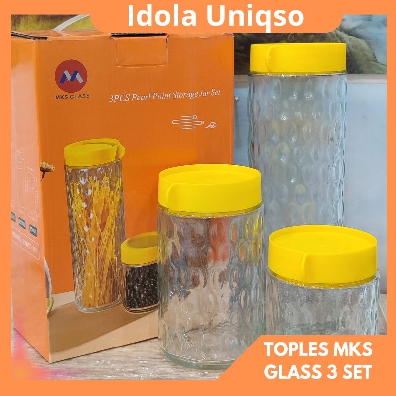 MURAH TOPLES Botol Set 3 MKS GLASS Toples Kaca 3 Set