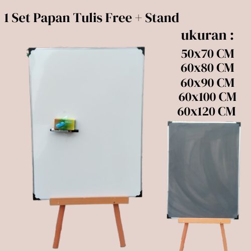 

Papan Tulis + Standing / Penyangga Tinggi 90 cm / Papan Tulis Gratis Spidol Penghapus