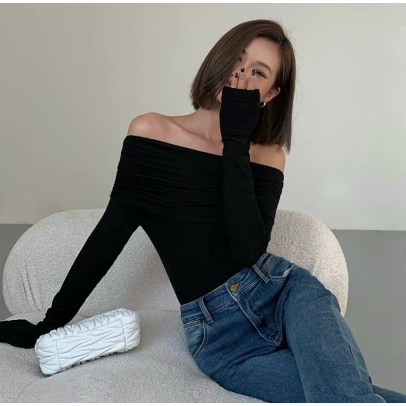 PRELOVED Off Shoulder Long Sleeve Top