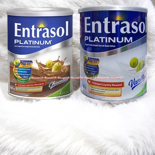 

Entrasol Platinum 400gr Chocolate Vanilla 400gr Ekstrak Buah Zaitun Susu Kalsium Untuk Tulang Lansia 50tahun Kaleng Rasa Coklat Vanila Entra Sol