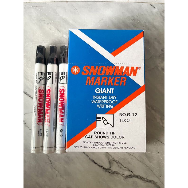 

SPIDOL PERMANEN MARKER SNOWMAN G-12 HITAM ALAT TULIS