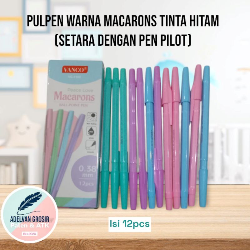 

Pulpen warna macarons tinta hitam setara dengan pen pilot 1 pak (isi 12 pcs)