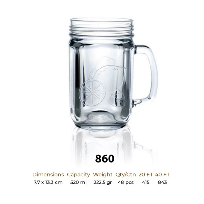 Gelas Bening Jar Plastik / Mug Jus 860 Golden Dragon 520ml