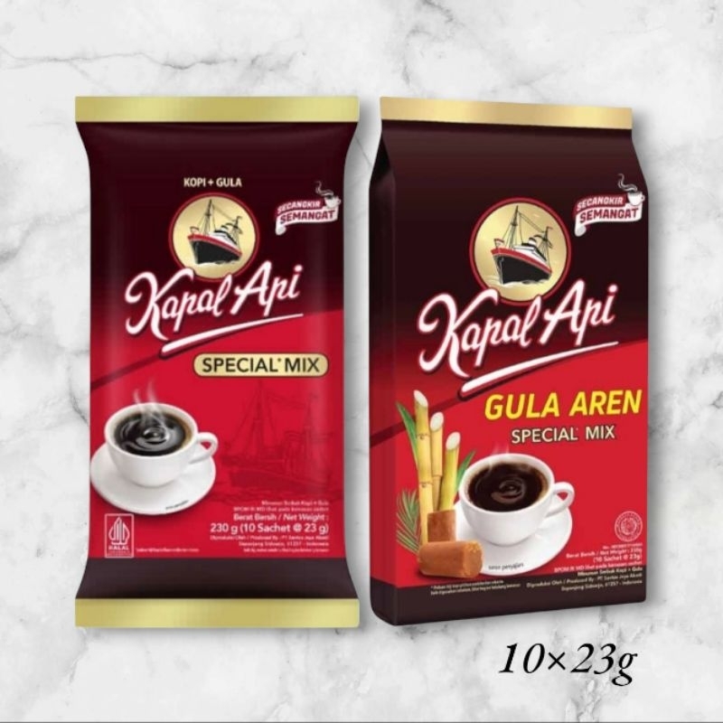 

kapal Api Kopi Bubuk Special Mix/Gula Aren isi 10 Sachet 10×23g