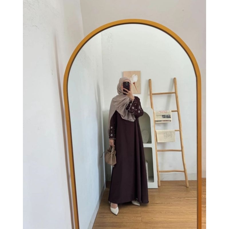 Azna Abaya Premium Coquette Wanita Elegan Abaya Bordir Motif Pita Terbaru