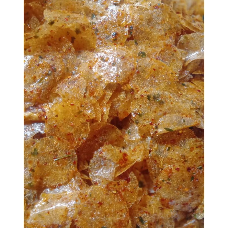 

seblak keripik kaca bantat pedas 250 grm kripca pedas daun jeruk