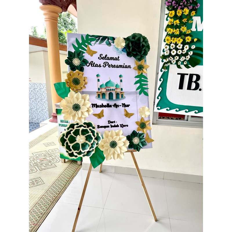 karangan bunga papan  paperflower ucapan selamat pembukaan grand opening pernikahan