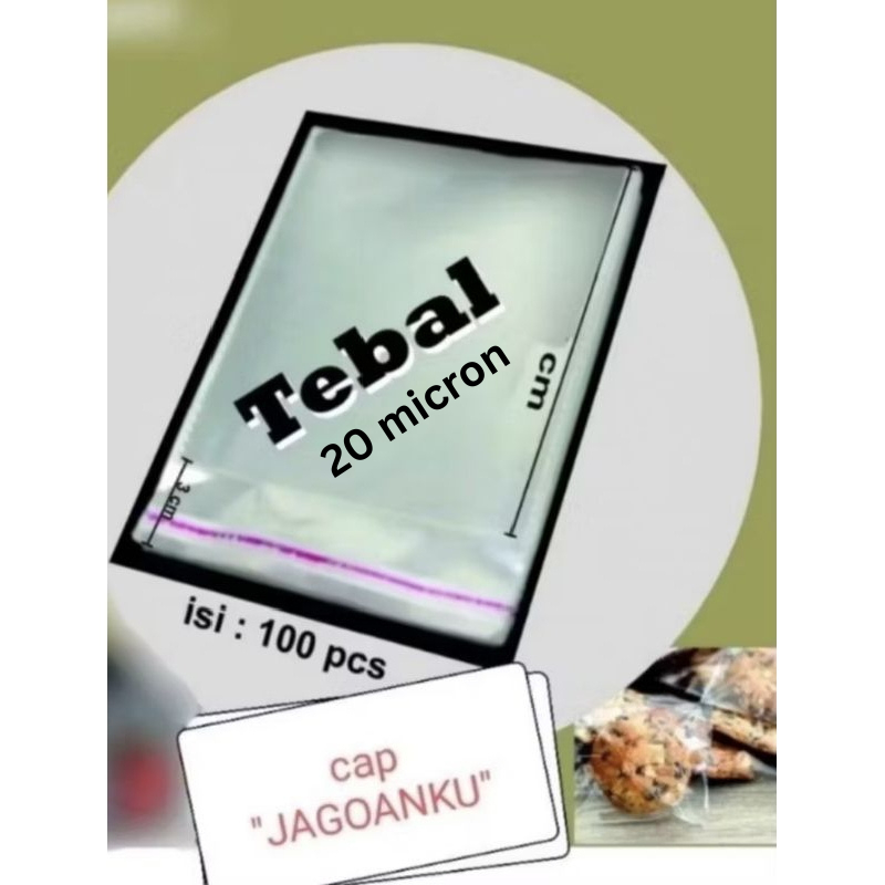plastik OPP cap "JAGOANKU" ukuran 11x11 + lem 3 ketebalan  20 mikron isi 100 lembar seal perekat foo
