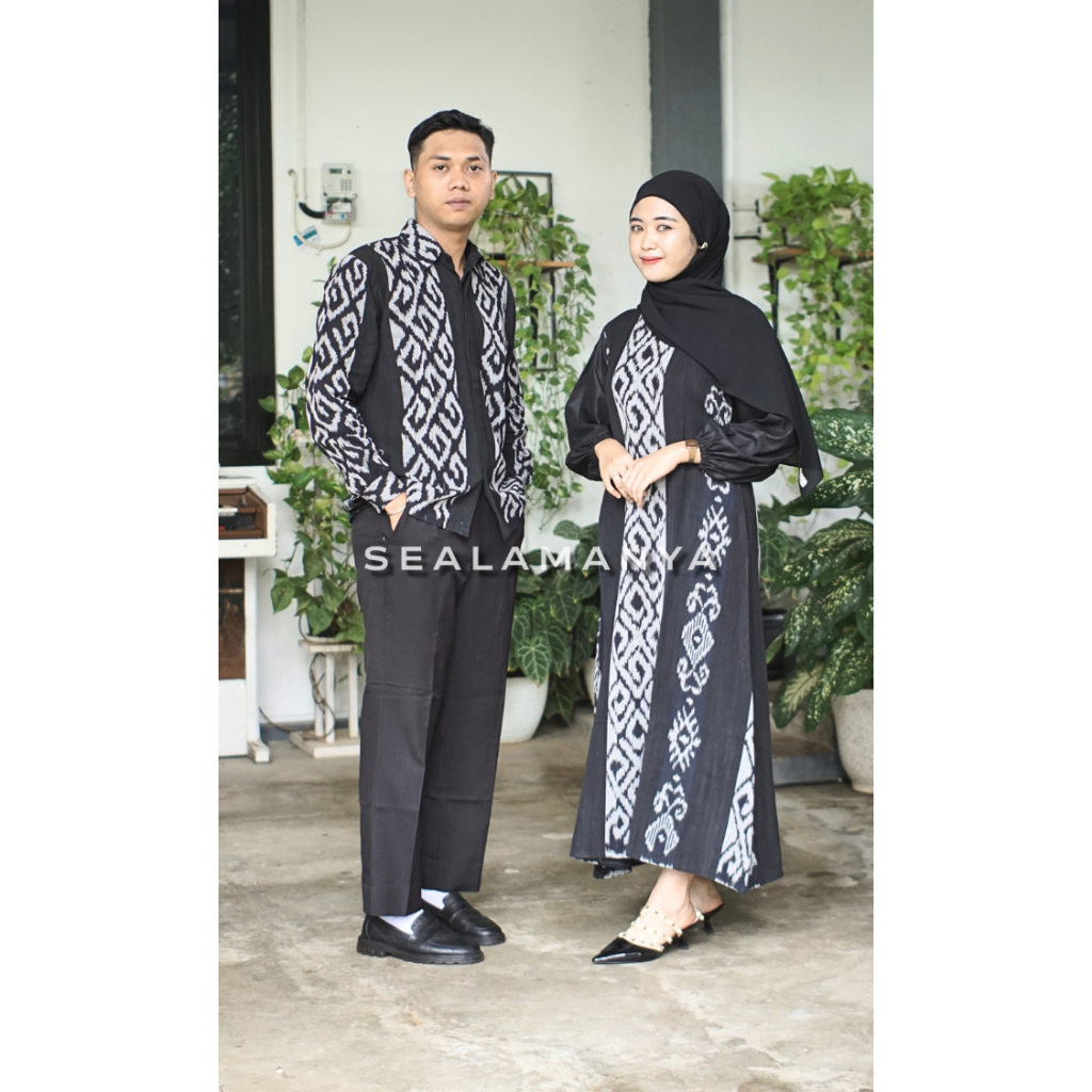 Baju tenun couple dress tenun couple gamis couple etnik tenun