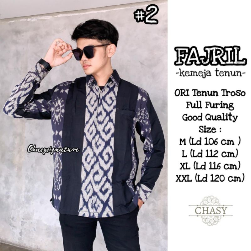 FAJRIL Kemeja Tenun Troso|Kemeja/Koko pria terbaru 2025, UKURAN M-XXL