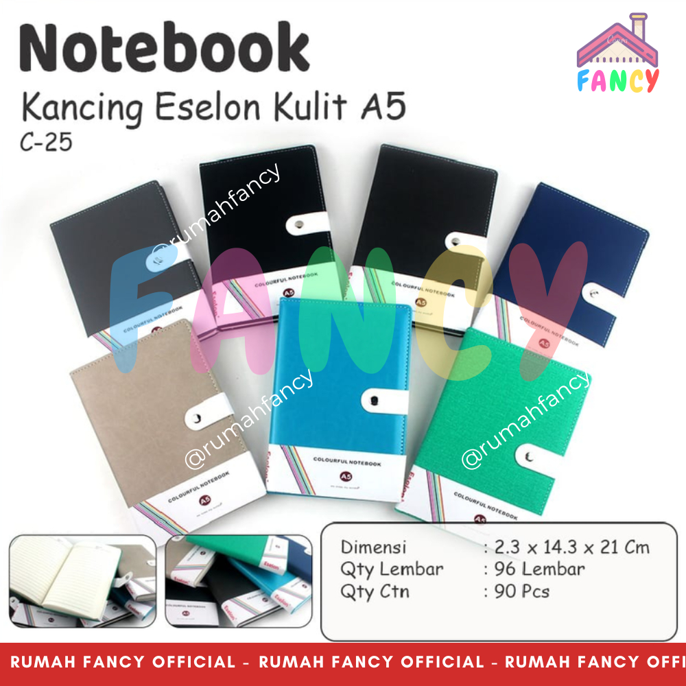 

Buku Notes Catatan Agenda Kancing Kulit Ukuran A5 C25 (T 21,5 cm x P 15 cm) Cover Bahan Kulit
