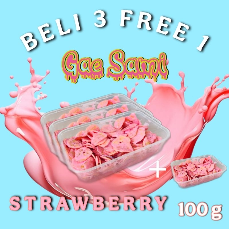 

Keripik Pisang Lumer "Gae Sami" Rasa Strawberry Beli 3 Gratis 1