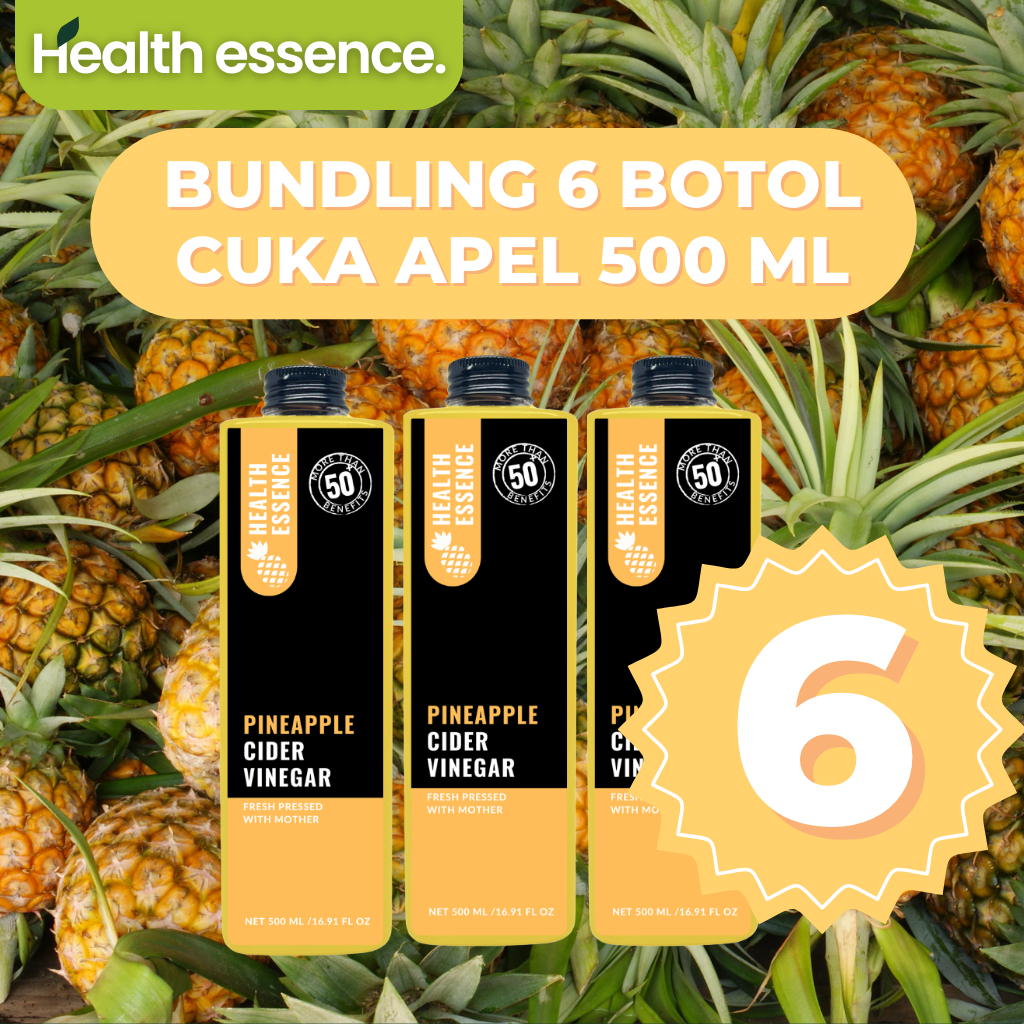 

Health Essence- PAKET 6 BOTOL Cuka Nanas Vinegar With Mother asli tanpa tambahan air untuk Detox dan Diet Herbal