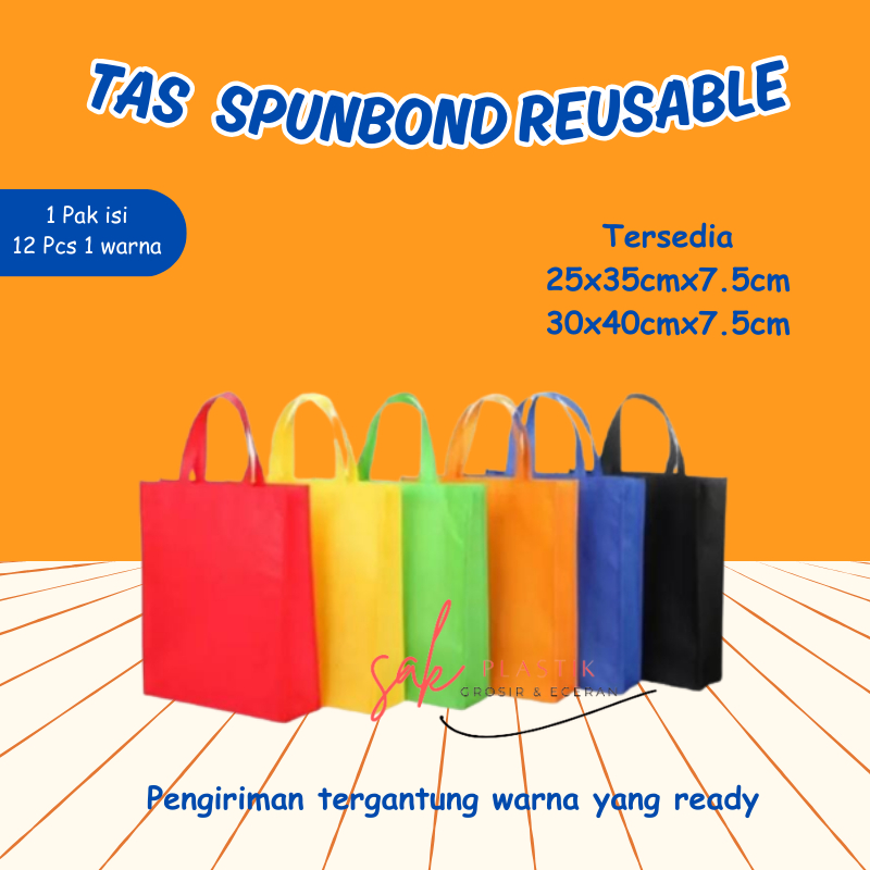 

Tas Spunbond Handle Goodie Bag Shopping Bag 25x35 30x40 Isi 12pcs l Tas Kain Souvenir Hampers