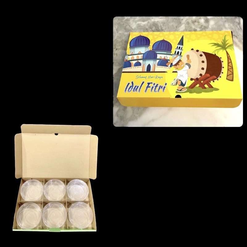 

5 Pcs Box Parcel Kue Kering Lebaran isi 6 Toples Bulat 250gr Motif Kuning 38x26.5x5.5cm