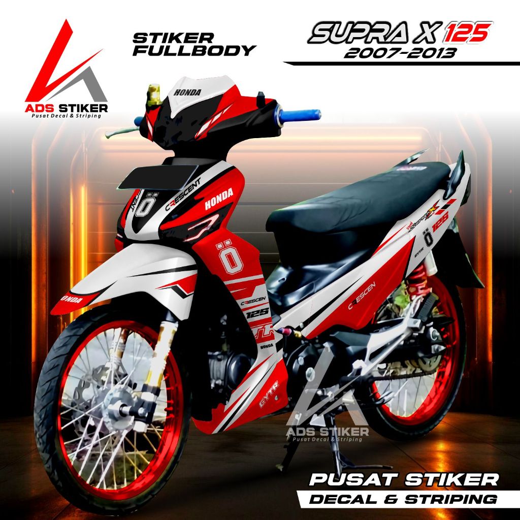 (COD) Decal Supra X 125 2007 -20013 Fullbody Stiker Skotlet List Supra Design Ohlins