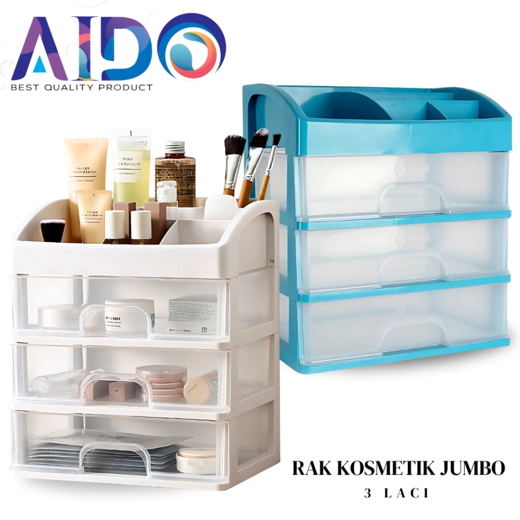 Rak Kosmetik Multifungsi 3 Laci Susun Jumbo Kosmetik/Kotak Kosmetik/Makeup Storage Organizer