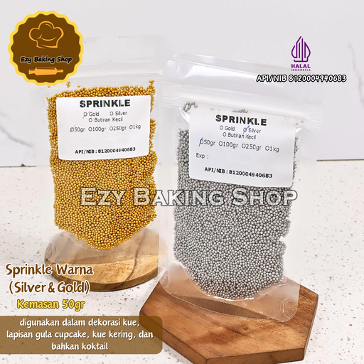

Sprinkle GOLD SILVER 50gr Hiasan Taburan Kue