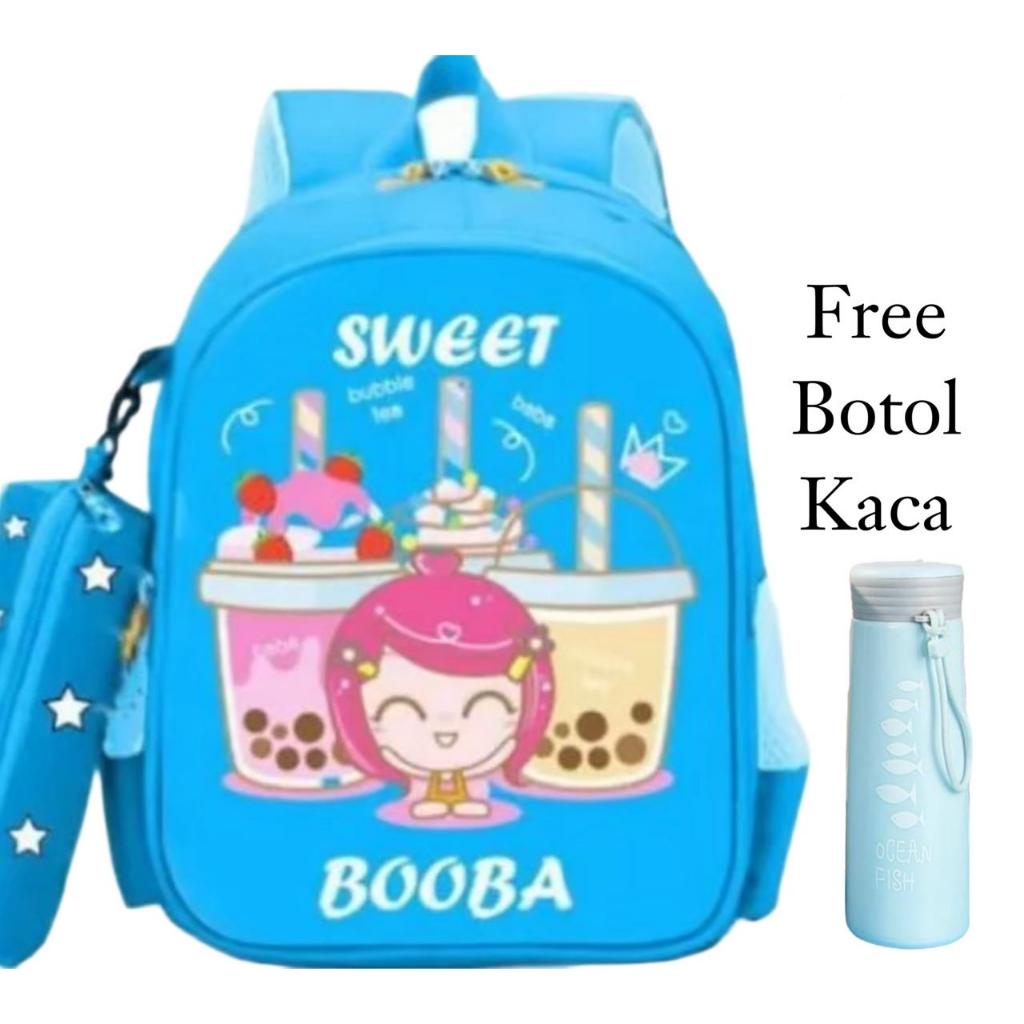 Tas sekolah anak perempuan TK free botol/Tas sekolah anak cewek boba/Tas sekolah anak cewek lucu/Tas