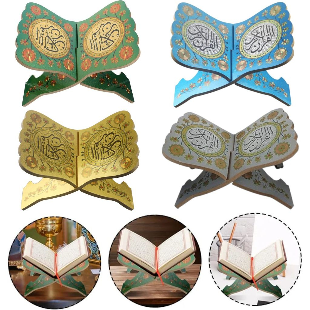 Rekal Tatakan Al Qur'an Rekal Meja Belajar Quran Book Stand Holder Wooden Folding