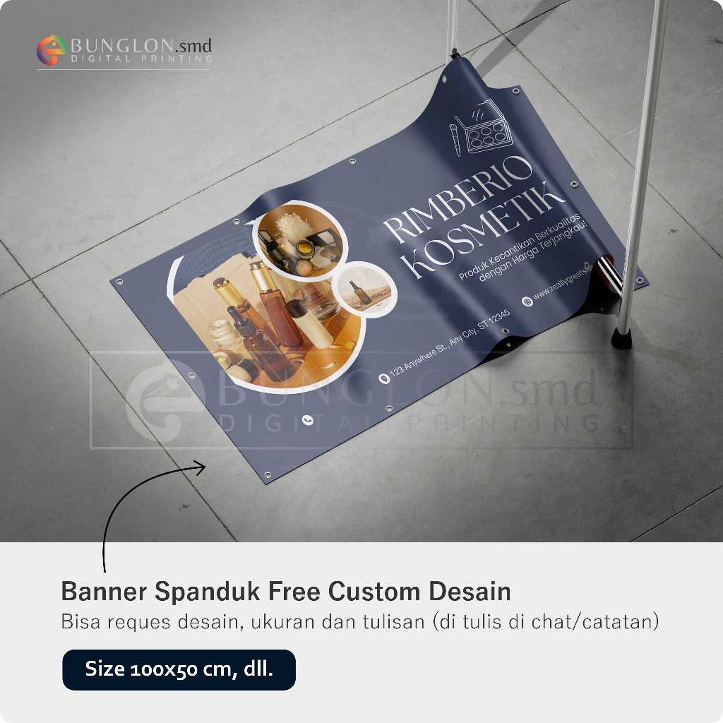 PRINT CETAK SPANDUK BANNER TOKO KOSMETIK FREE DESAIN