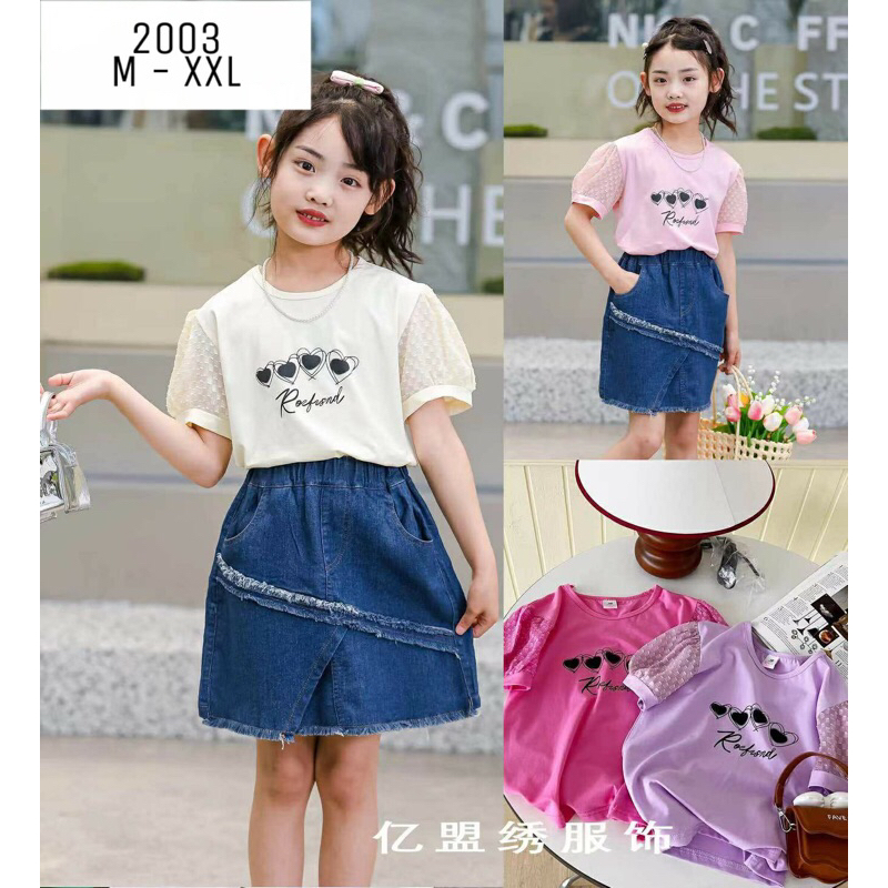 Setelan Rok Jeans Anak Perempuan_OneSet Rok Jeans Perempuan Import