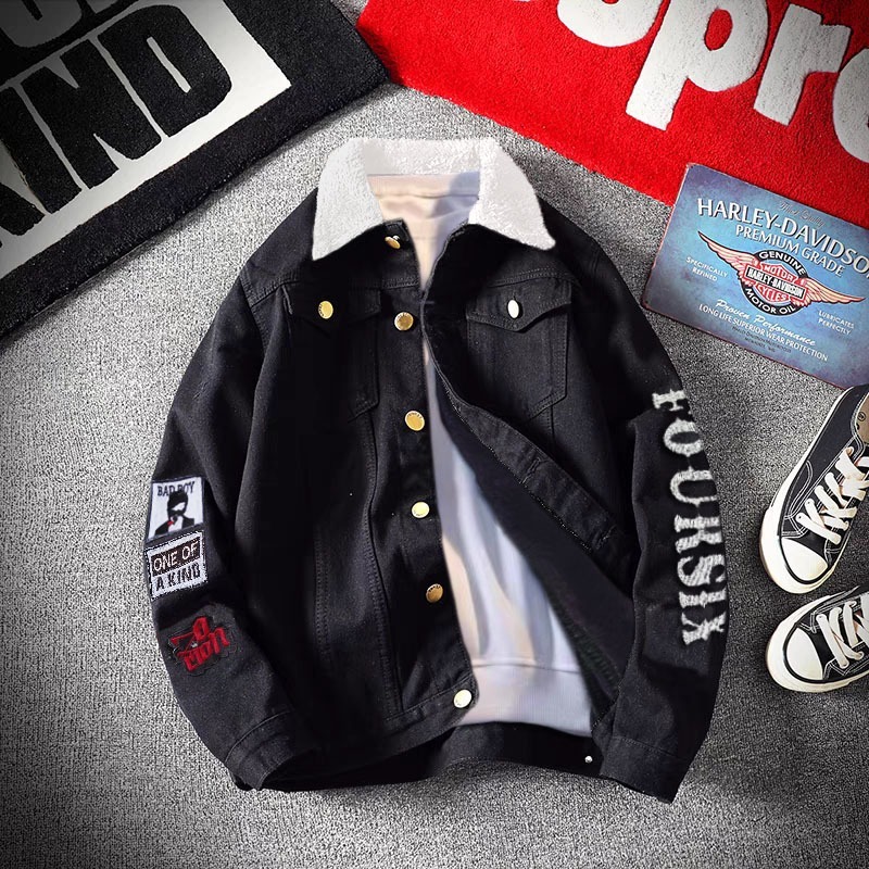 JAKET JEANS DENIM PRIA BAHAN DENIM KRAH BULU SERPA CASUAL DISTRO UNISEX JAKET DENIM / JAKET JEANS AT