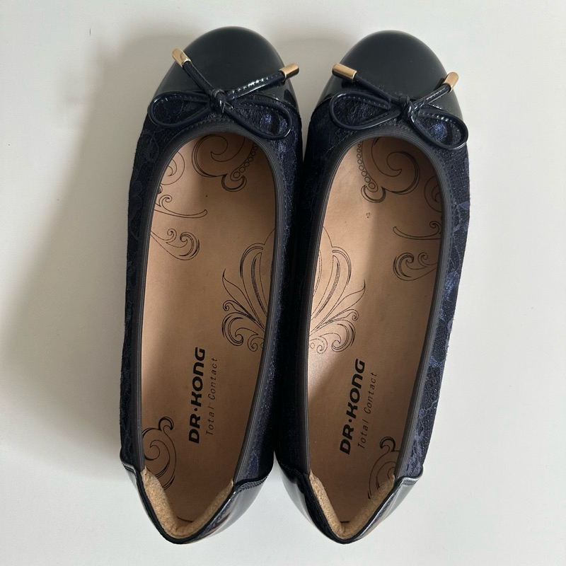 Sepatu pesta wanita dr. Kong motif brukat navy/ woman flatshoes party