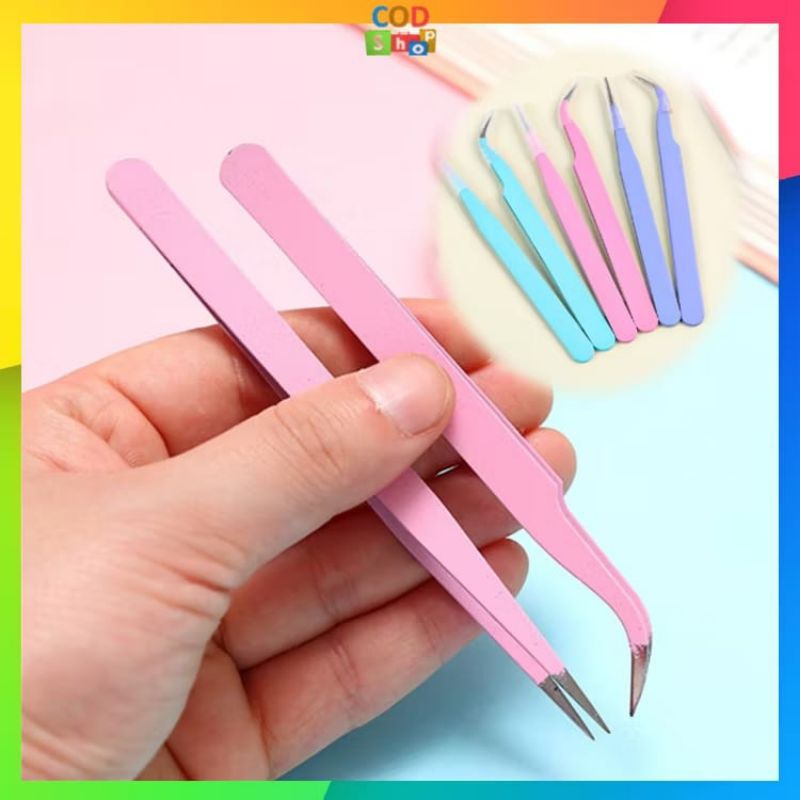 Pinset Bengkok / Pinset Lurus /Tweezer Sticker / Macaron Tweezers Penjepit Stiker / Penjepit Komedo 