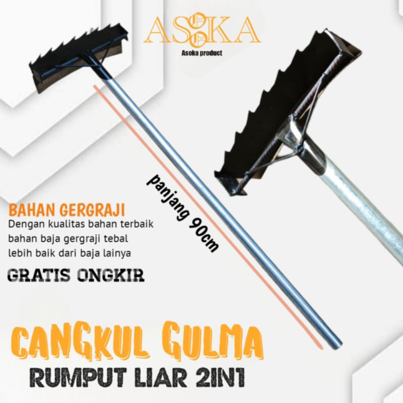 Cangkul Garuk Rumput Liar Gulma Baja gergraji Super Tajam