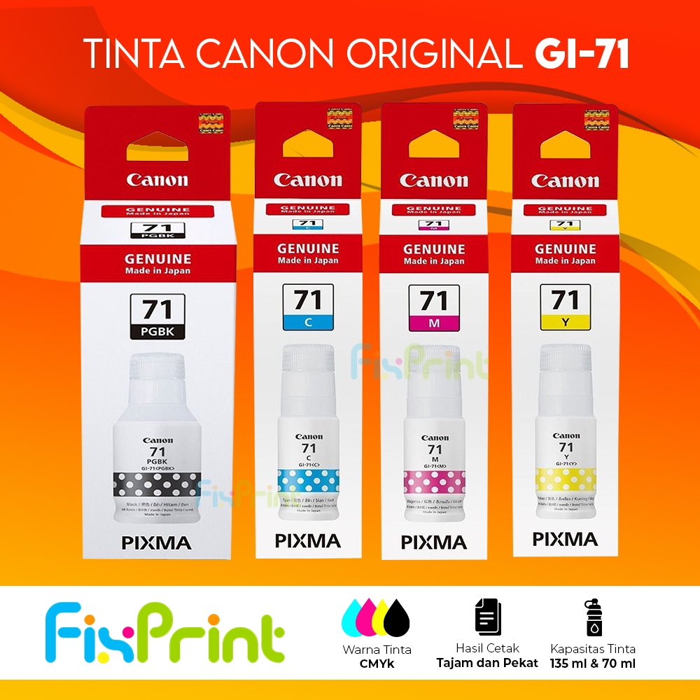 Tinta Original GI71 Canon Pixma GI-71 Refill Printer G1020 G2020 G3020 G3060 Canon Original Canon Ti