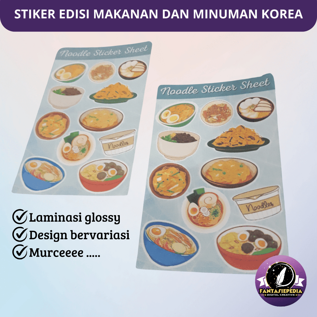Stiker Edisi Makanan dan Minuman Korea Murah Lucu