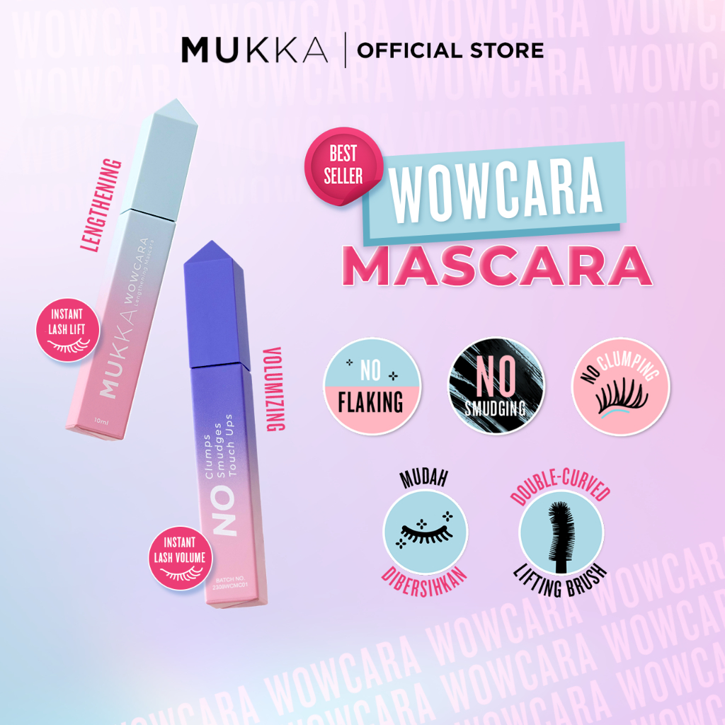 Mukka Wowcara Mascara Lengthening & Volumizing | No Clumping & Smudgeproof - Stay All Day - 10 ml