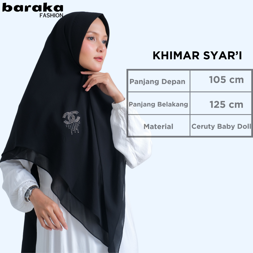 𝐁𝐚𝐫𝐚𝐤𝐚 ORI Hijab Swarosky Khimar Syar’i Jumbo Warna Denim Pengajian Umroh Bahan Ceruty Babydoll