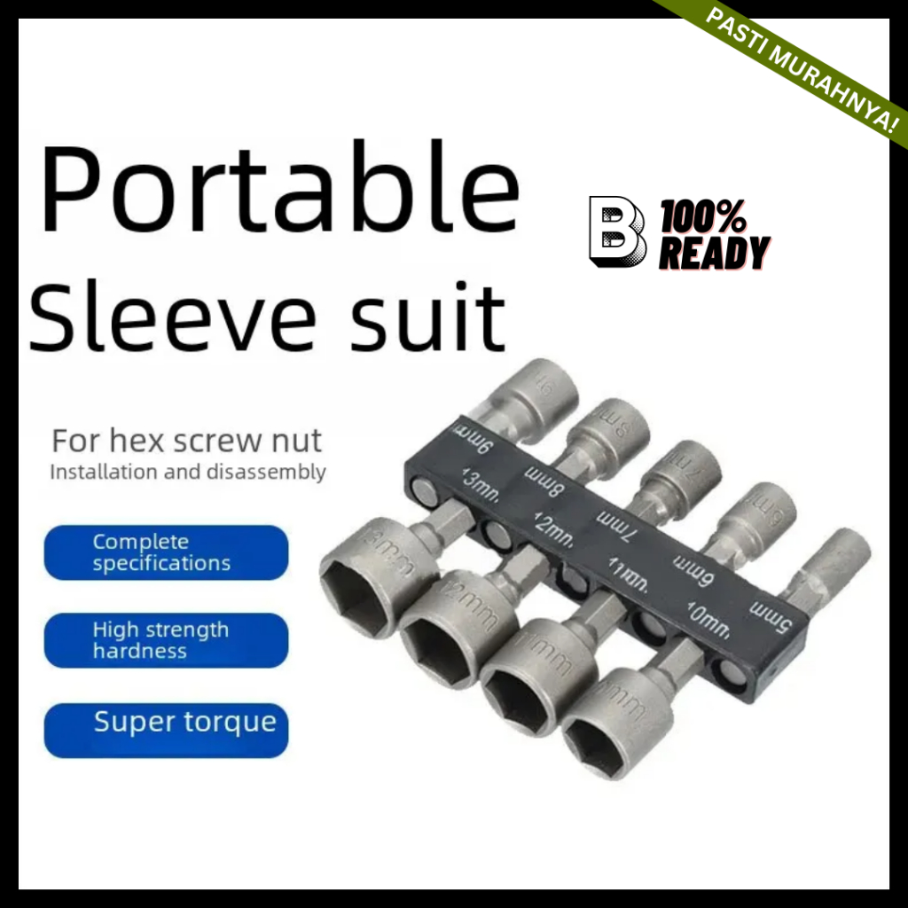 Mata Kunci Shock Impact / Sambungan Gagang Sok Kunci Shock Set 5-13mm 9 PCS / Kunci Shock Set