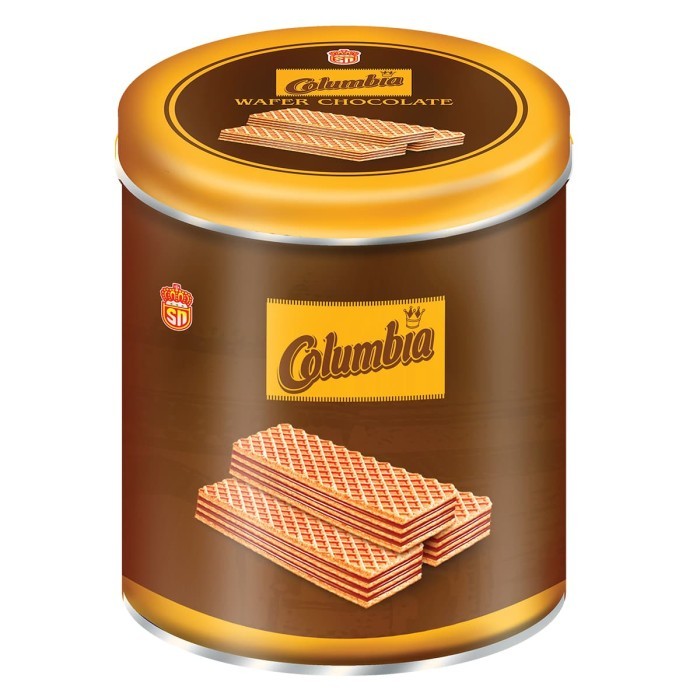 

COLUMBIA WAFER KRIM RASA COKELAT KALENG 270 GRAM / KUE LEBARAN