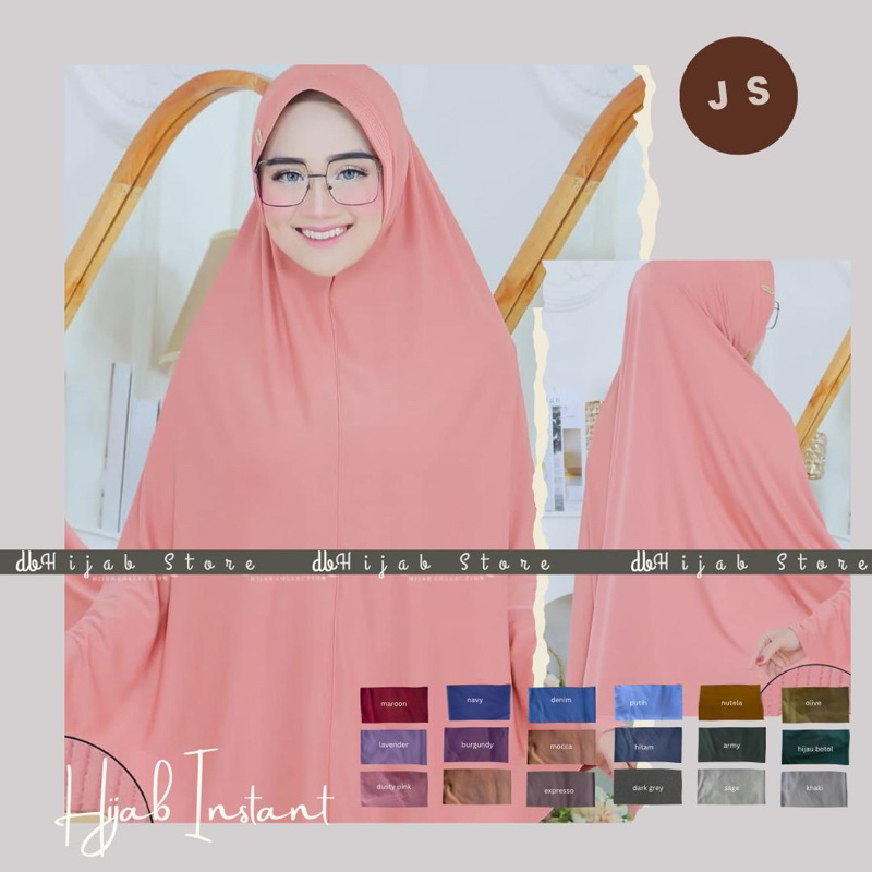 db Hijab Instan JS Khimar Bergo XXL Jumbo Jersey Zoya Hijab Umroh Pet Ntem