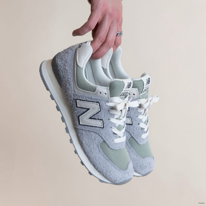 SNEAKERS NB CLASSIC 574 WOMENS GREY WHITE GREEN ORIGINAL