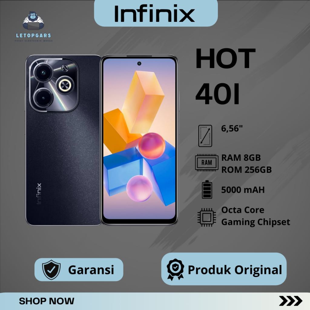 Infinix Hot 40i 8/256GB - Up to 16GB Extended RAM - Unisoc T606