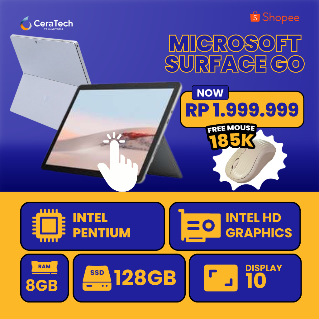 Laptop Microsoft Surface GO 2 - Intel core m3 , Pentium - Ram 4 Ssd 64 - Windows Tablet 2in1