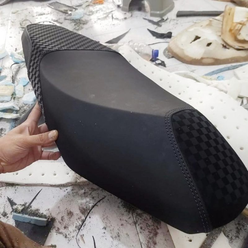 Jok Motor Vario 160 Slim Papas Rangka Kulit MBtech Mix Catur