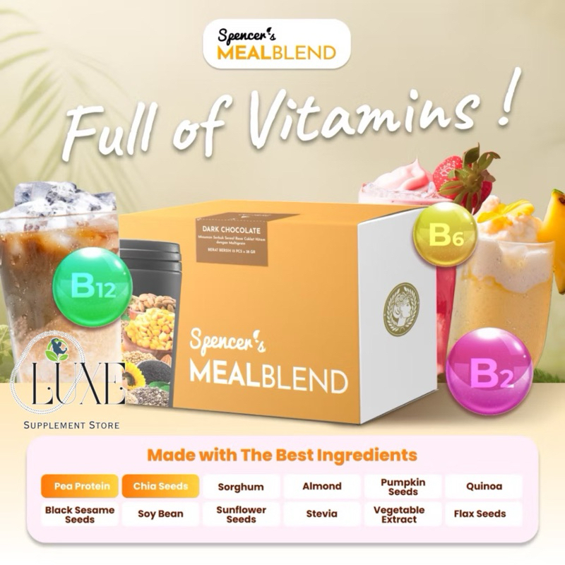 

PROMO TERMURAH!! 1 BOX SPENCERS MealBlend Spencer's Meal Replacement Diet Multigrain SUPERFOOD Pea Isolate Protein Chia Seed Quinoa Almond Fiber VEGAN