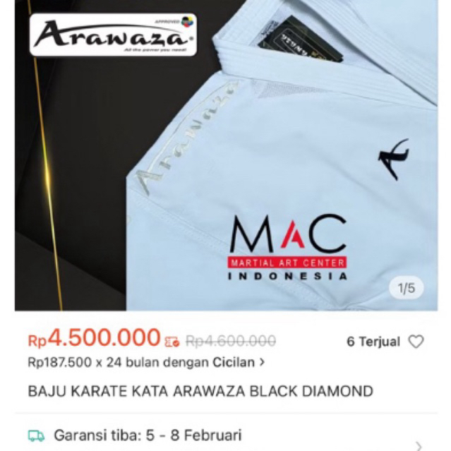 SEWA BAJU KARATE ARAWAZA BLACK DIAMOND