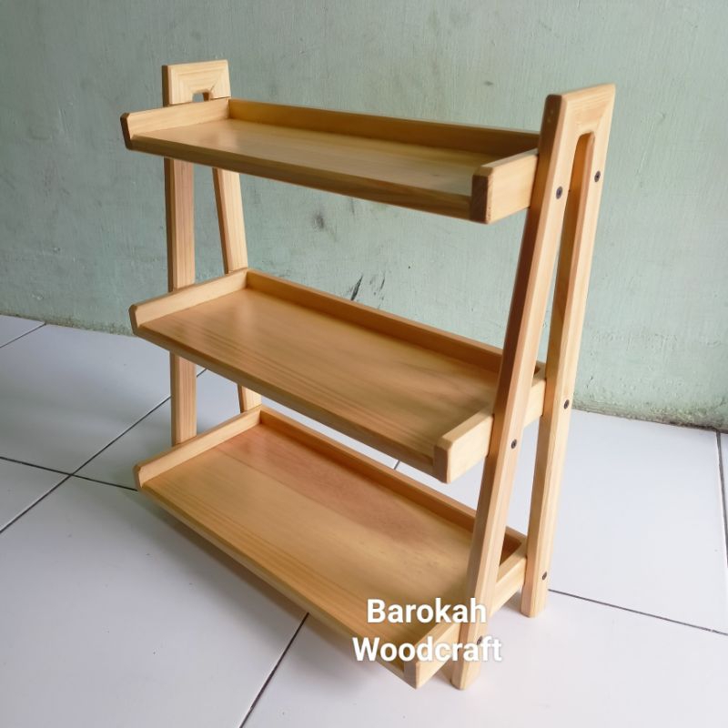 Rak Kayu Serbaguna Susun 3 Finishing Plitur Air