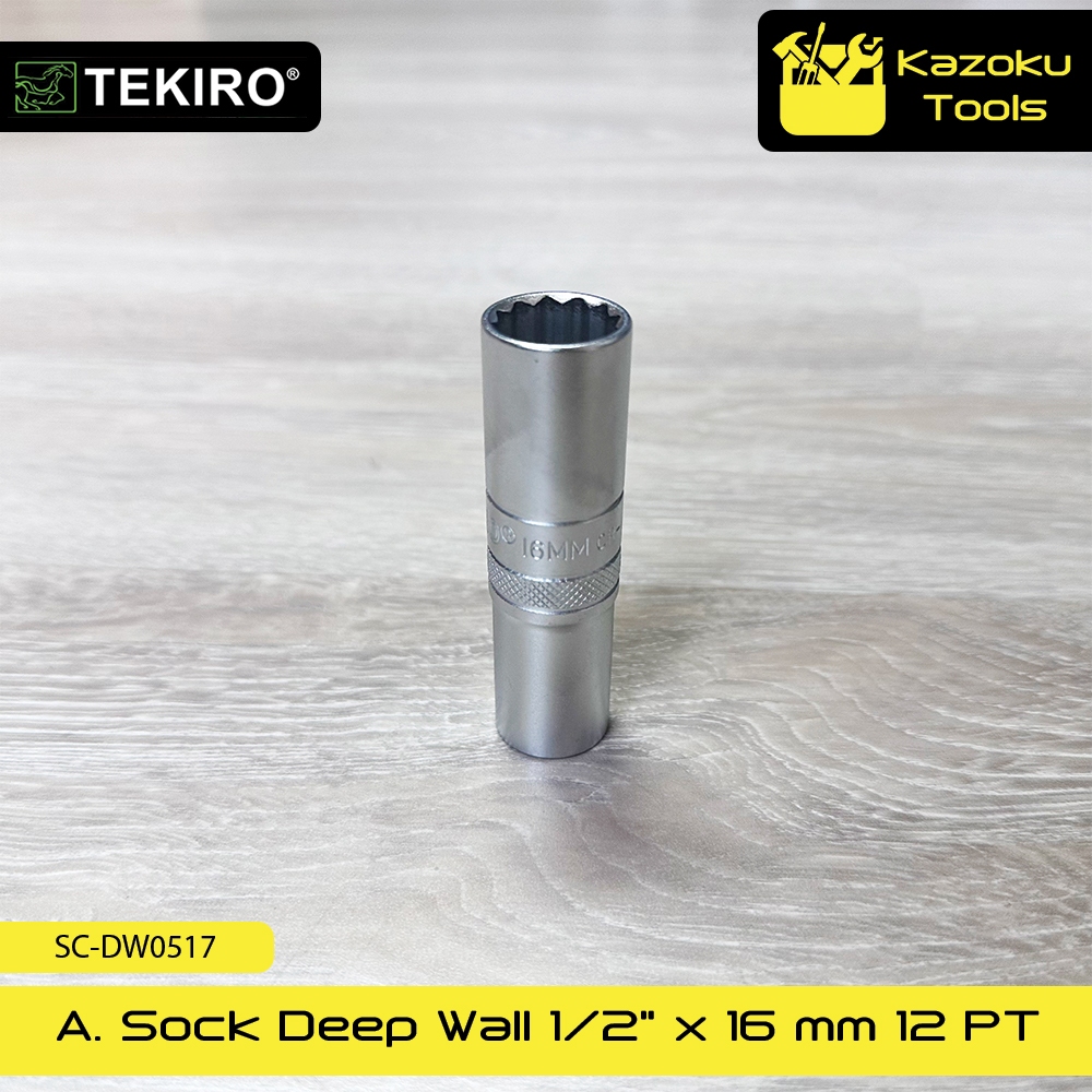 Mata Sock DEEP WALL 16 mm 1/2" DR 12 PT Segi 12 | SC-DW0517 - TEKIRO
