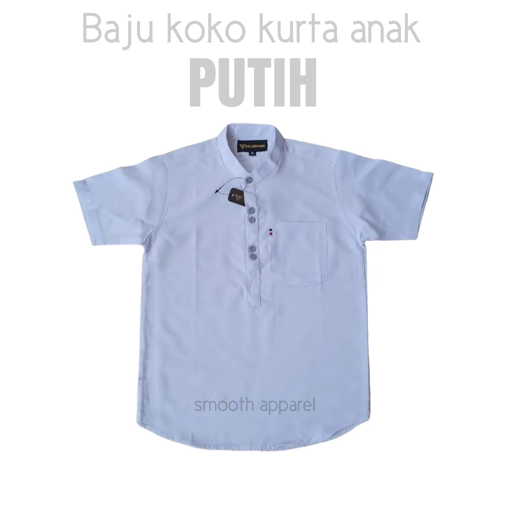 Koko Putih Anak Laki Laki 5-13 Tahun Lengan Pendek Baju Muslim Cowok